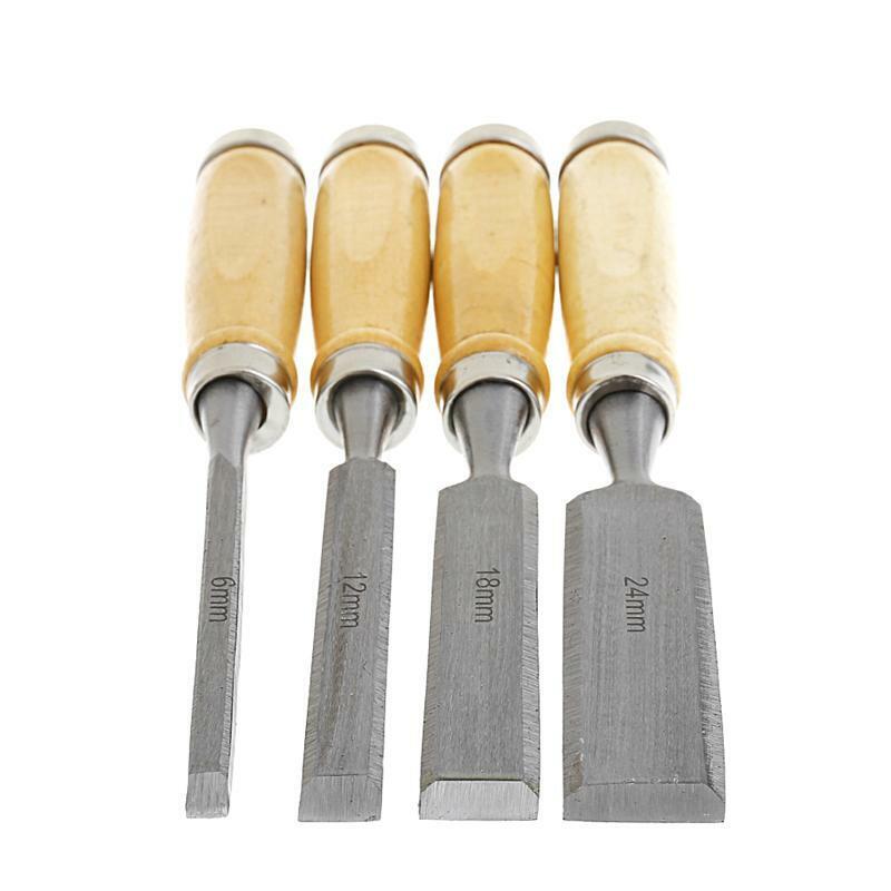 4Pcs/Set Wood Sculpture Flat Chisel DIY Woodworking Hand Tool