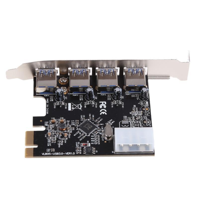 4 Ports USB 3.0 Super Fast PCI Express (PCIe) Expansion Card for Windows Server