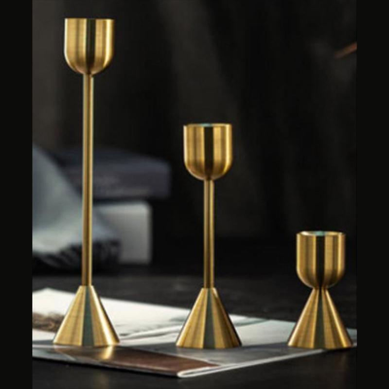 Metal Candle Holders 3pcs/set Wrought Iron Candlestick Cup Stand Holder
