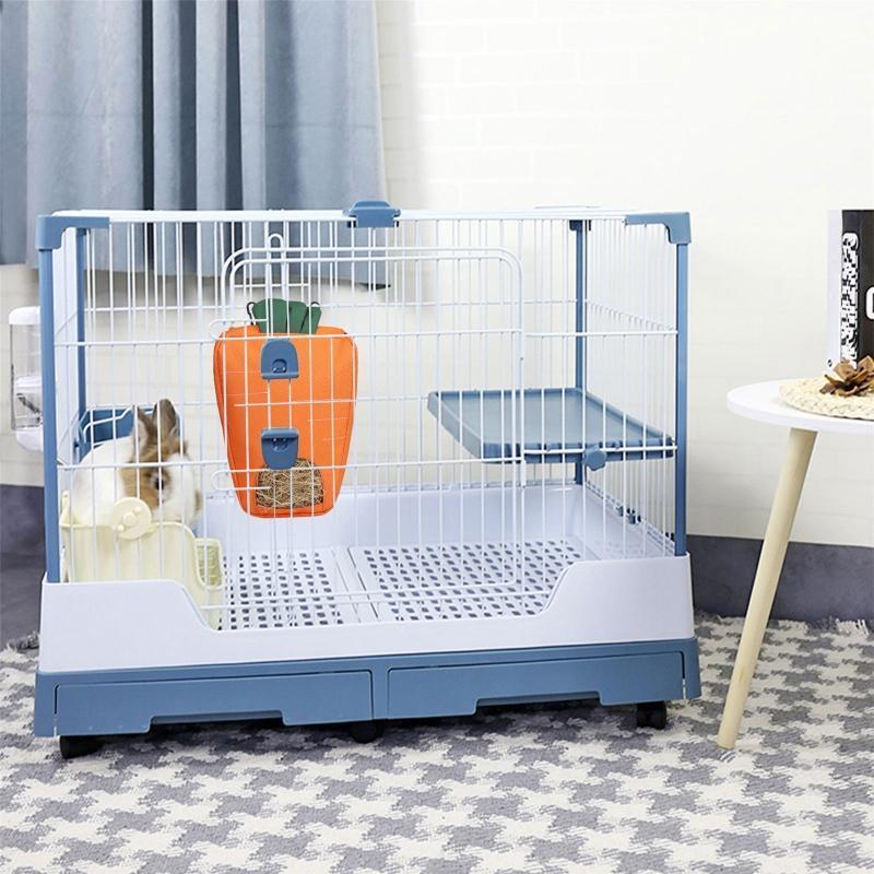 Rabbit Hay Feeder Carrot Shaped Bag Hanging Feeding Storage Sacks for Guinea Pig