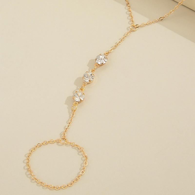 Sparkling Rhinestone Bracelet Slave Finger Ring Hand Harness Charm Jewelry