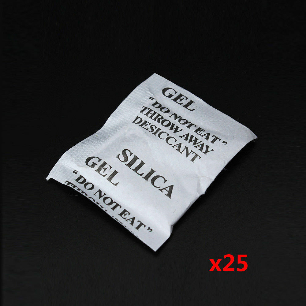 25 Packs 1g Non-Toxic Silica Gel Desiccant Moisture Absorber Dehumidifier Useful