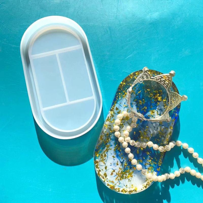 Oval Storage Box UV Crystal Epoxy Mold Jewelry Storage Holder Case Silicone Mold