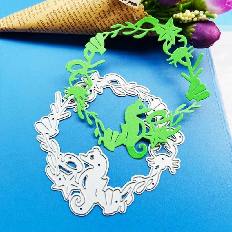 Sea Horse Shell Crab Wreath Metal Cutting Dies Embossing Stencil DIY Template