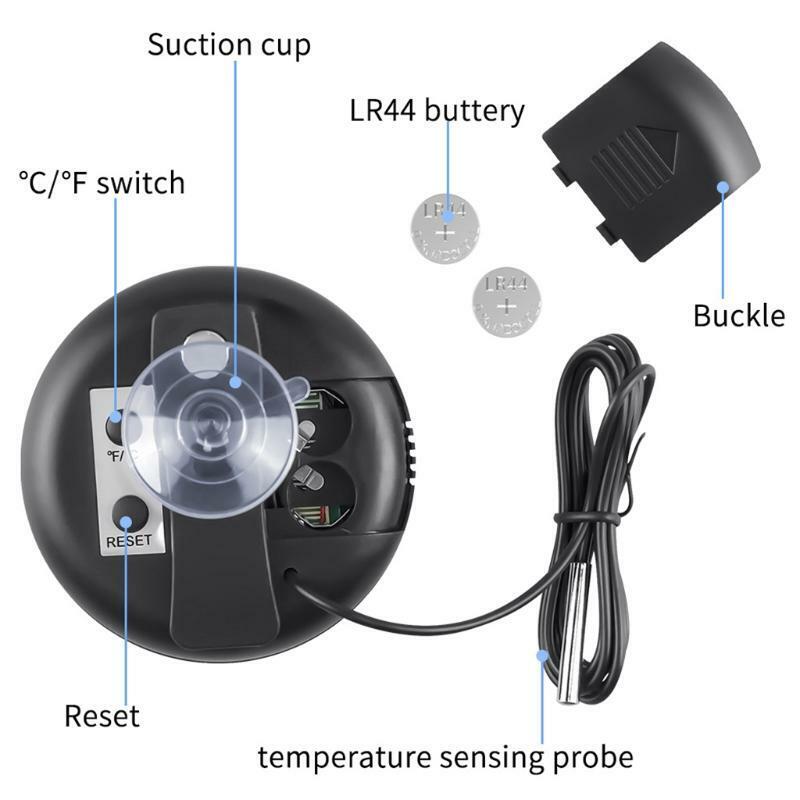 Max Min Record Round Thermometer with Sensor for Aquarium Fish Tank Reptile Box