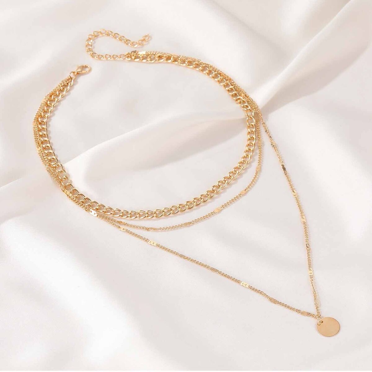 Star Jewelry Link Women Initial Necklace Pendant Layered Chain Plated Paperclip