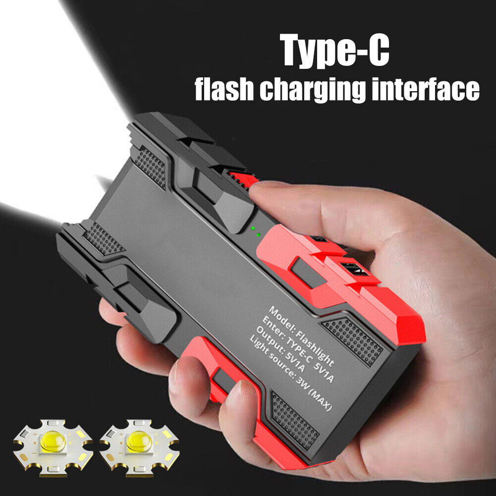 Powerful Flashlight Type-C Charging Strong LED Torch Outdoor Camping Light