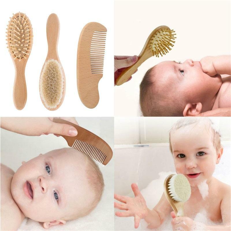 Baby Hair Comb 3pcs/set Beech Wool Hair Brush Head Comb Head Massager