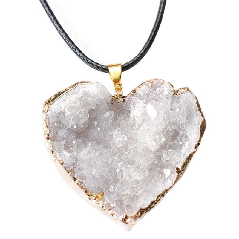 Natural White Crystal Stone Rock Pendant for Women Girls Valentine's Day Gifts