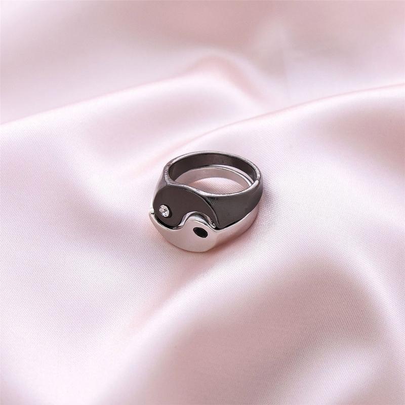 1 Pair Women Tai Chi Ring Korean Punk Chunky Alloy Ring for Girlfriend Sister
