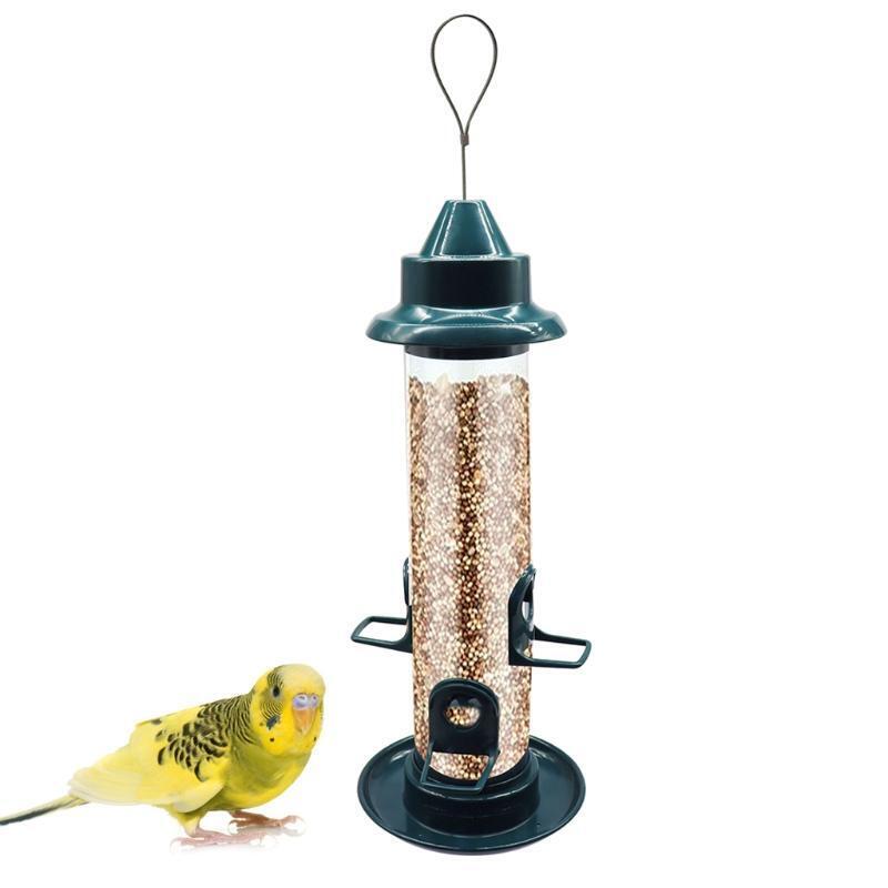 Plastic Bird Feeder Clear Tube with Steel Hanger Great for Attracting Birds