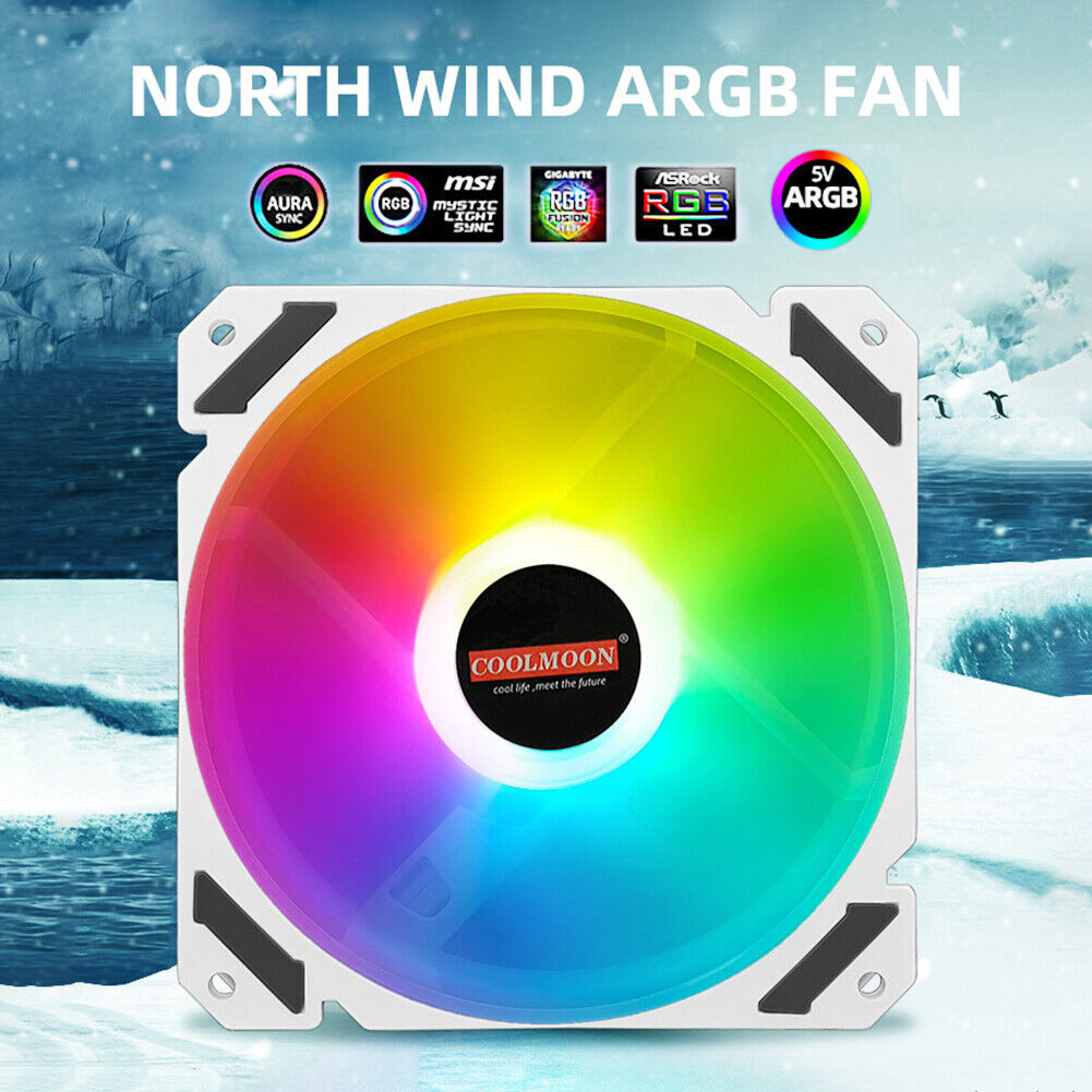 120mm PWM ARGB PC Case Fan 4 Pin Addressable RGB Cooling Fan for CPU Cooler