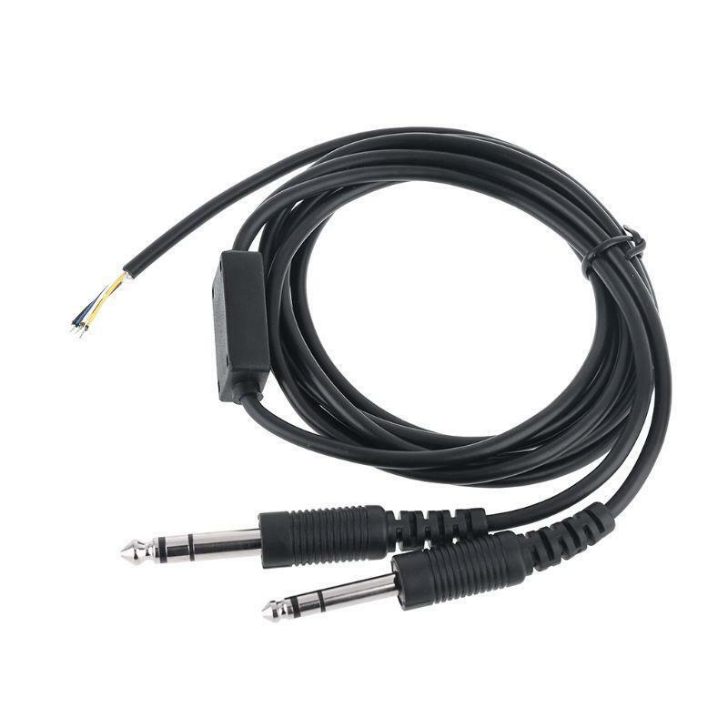 200cm DIY Aviation Headset Dual-plug Aircraft Headphones Replacement Cable Line