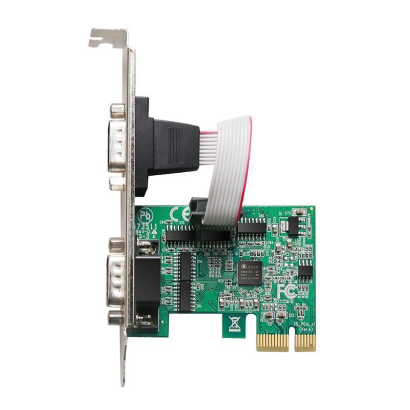 2 Port Serial PCI Express RS232 Com Serial Card PCIE Riser Converter AX99100Chip