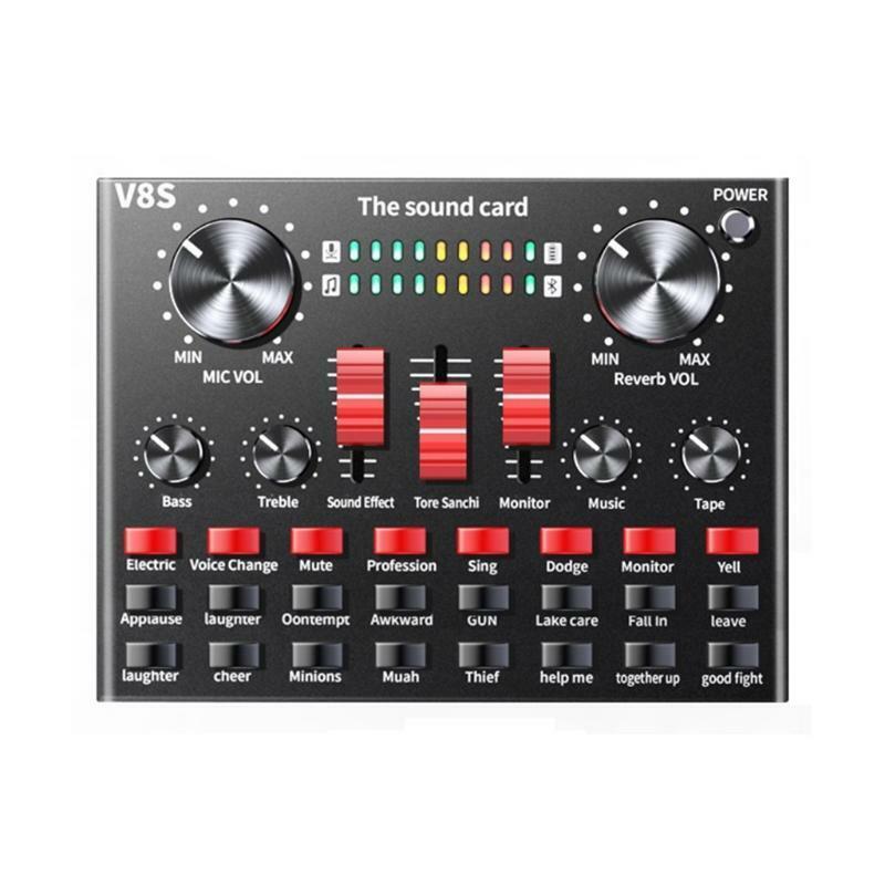 USB Sound Mixer Board with 16 Sound Effects Portable Voice Changer Sound Card