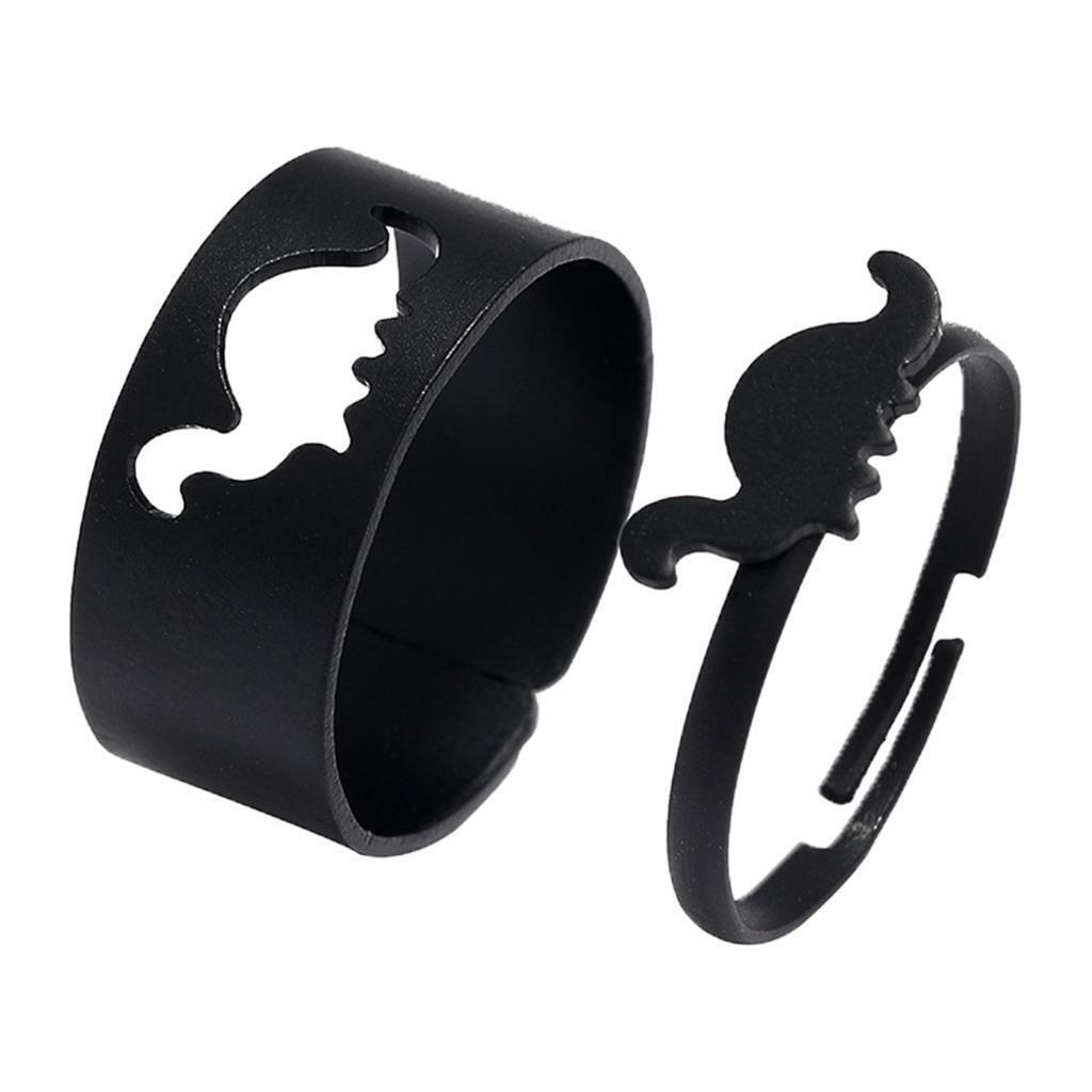 2x Matching Dinosaur Couple Rings Set Stackable Band Rings  for