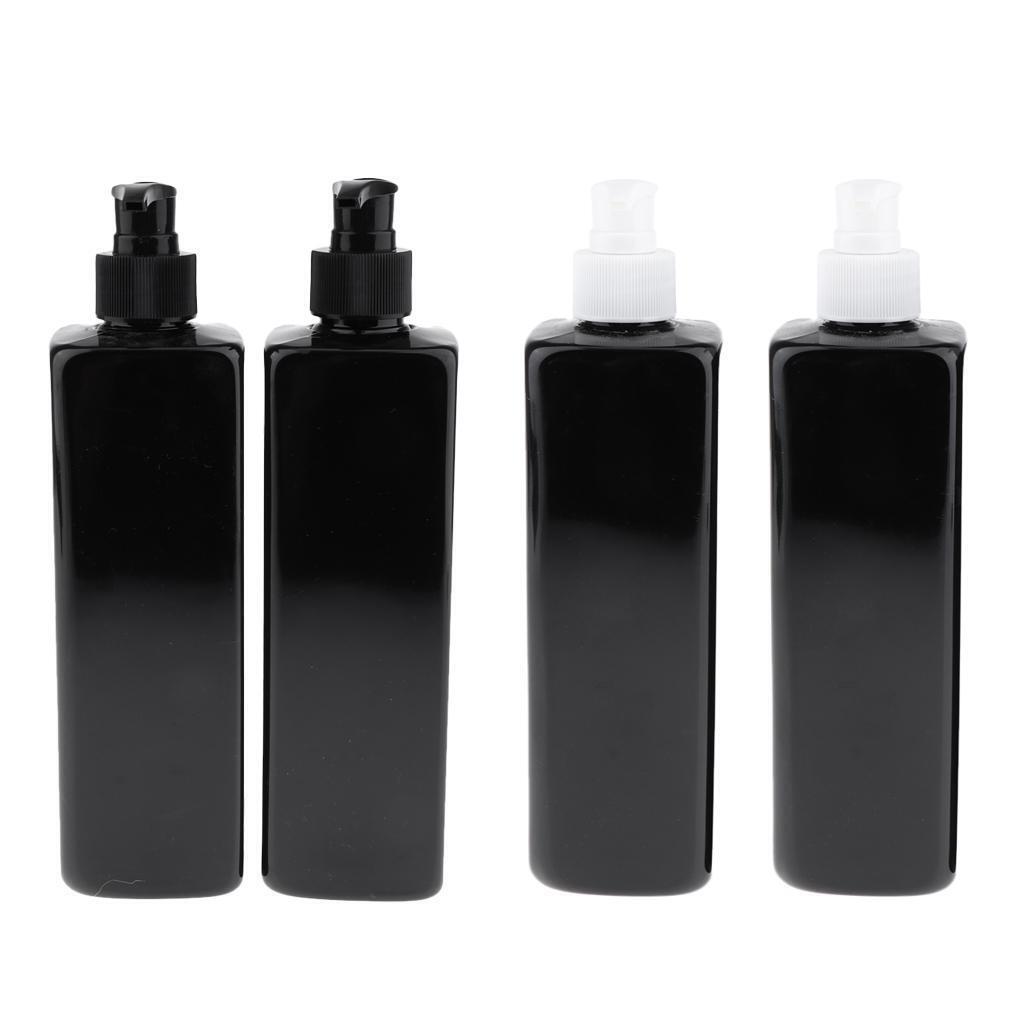 4Pcs Empty Plastic Shampoo Lotion Bottles with White/Black Pumps 500ML Large