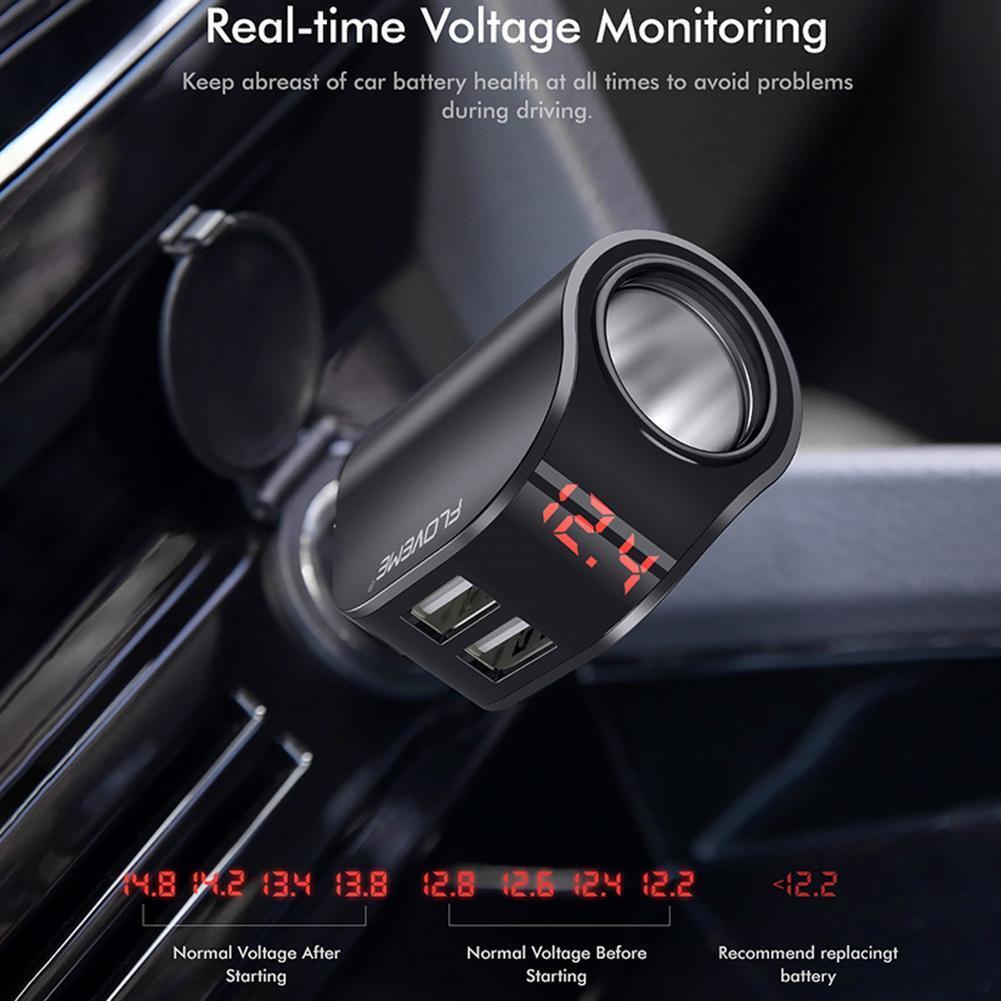 FLOVEME Dual USB Car Charger Digital Display 5V 3.1A Fast Charging Adapter