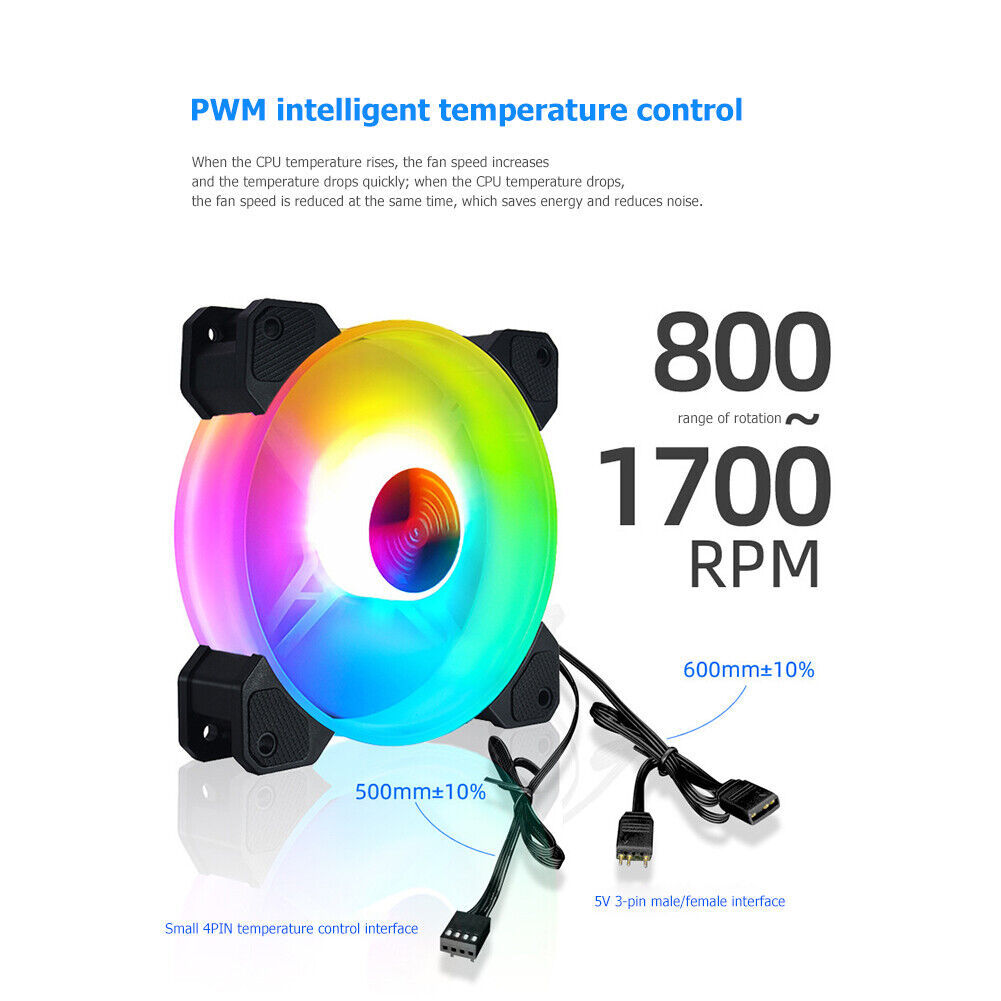COOLMOON 12cm PC Case Fan Chassis CPU 5V 3Pin ARGB PWM Cooling Radiator
