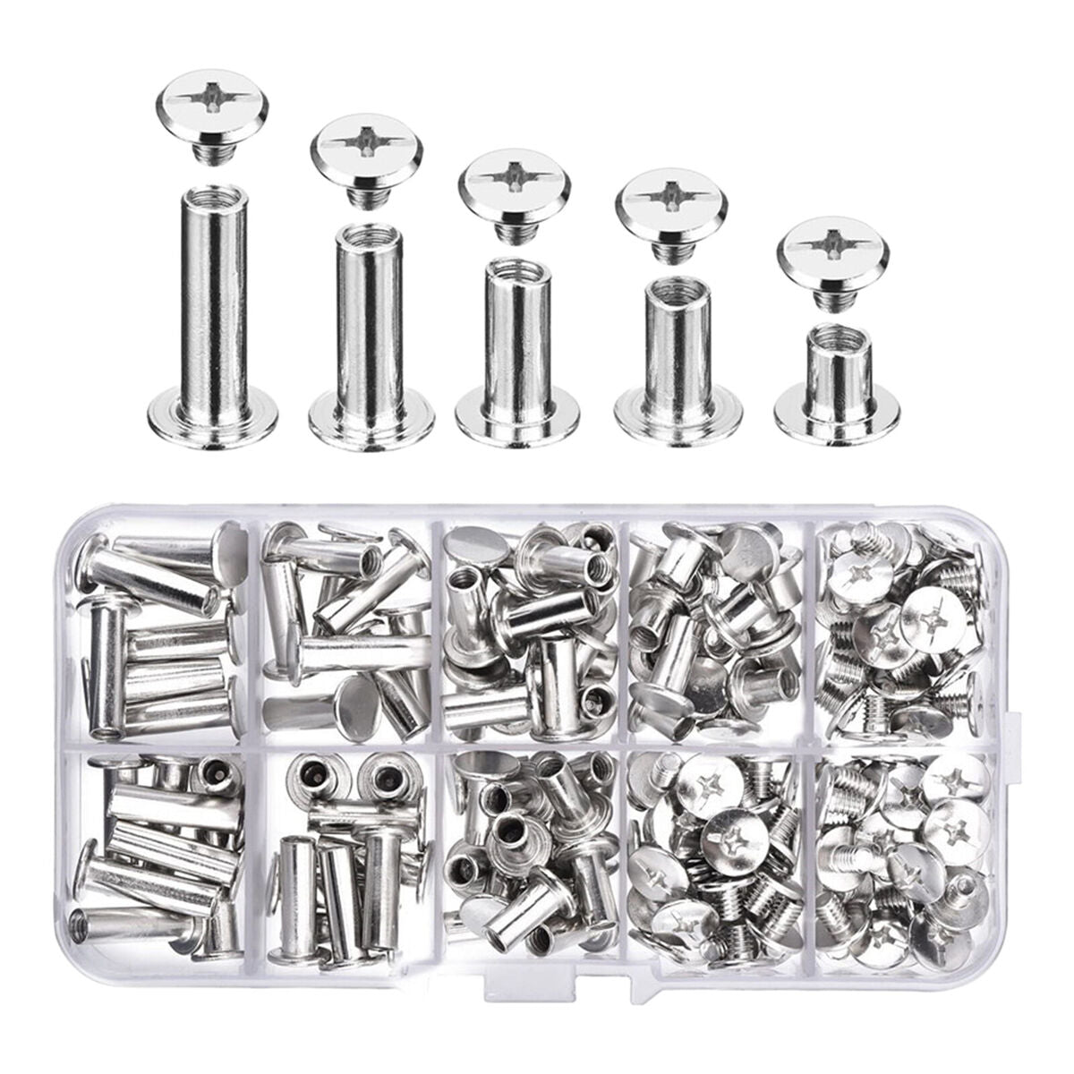 80x  Screws Assorted 6 10 12 15 18mm Binding Screws Studs Rivets Belt
