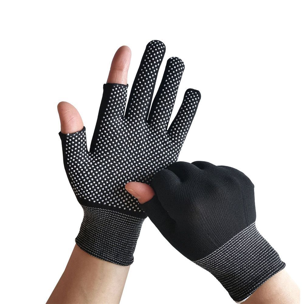 Driving Biking Mittens Anti-Slip Fishing Gloves Two Half Fingers Sun Protection