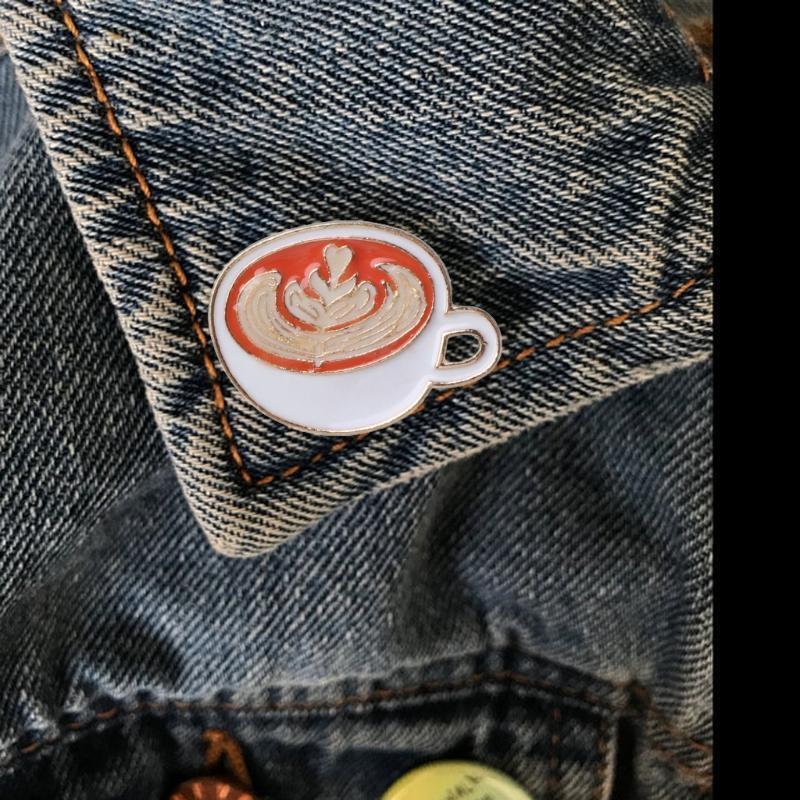 Fashion Coffee Cup Lapel Pins Glow in the Dark Latte Badges Enamel Pins Jewelry
