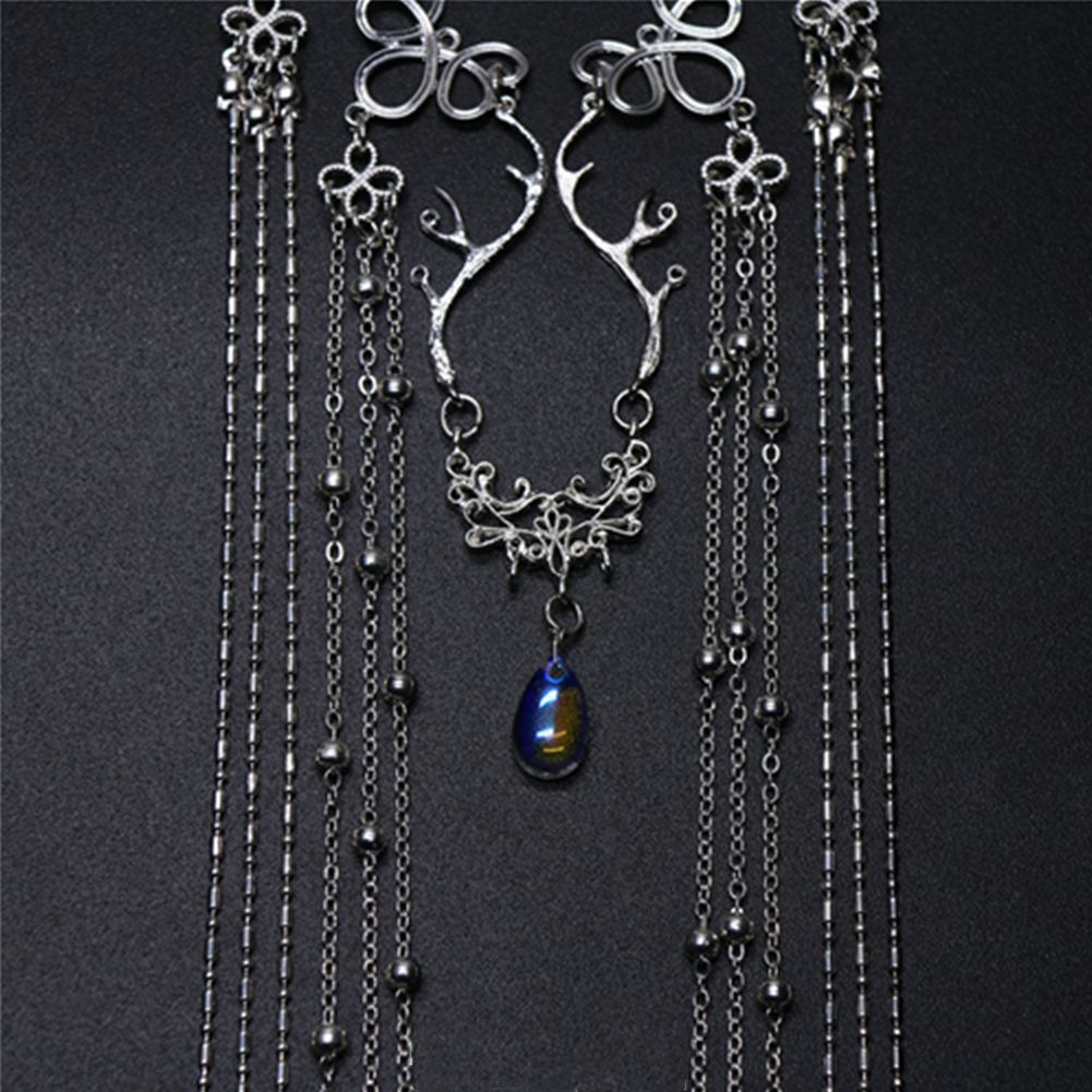Antiquity Headdress Rhinestone Fringed Forehead Chain Long Tassel Headwear