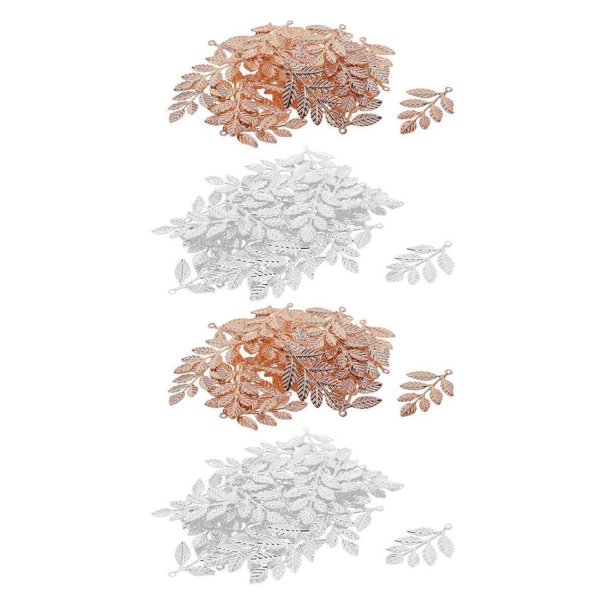 120pcs Leaf Branches Charms Pendants Ornament Jewelry Findings
