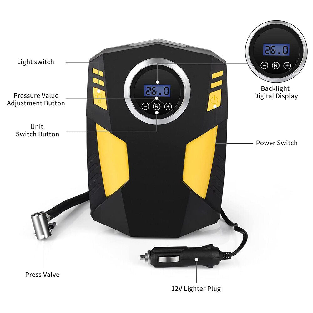 12V Digital Inflatable Pump with Air Nozzle Balls Bicycle Car Tyre Air Pump