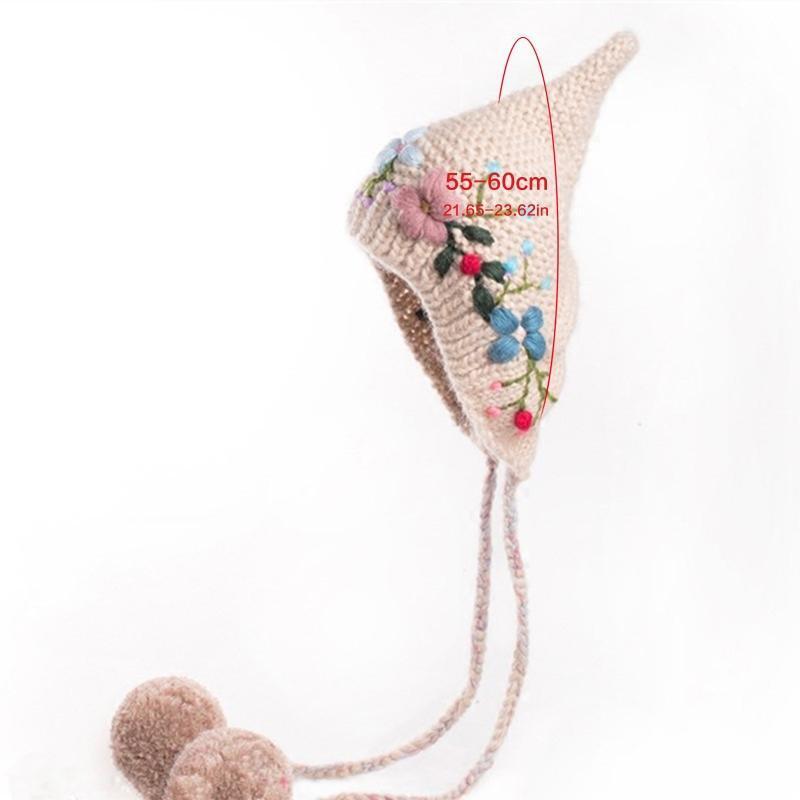 Cute Knit Hat Witch Wool Hat Beanie Hat Windproof Ear Protect for Halloween Xmas