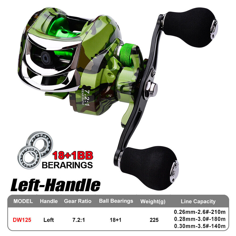 DW125 Baitcasting Reel 10kg Max Drag 18+1 BBs Fishing Reel (Right Hand)