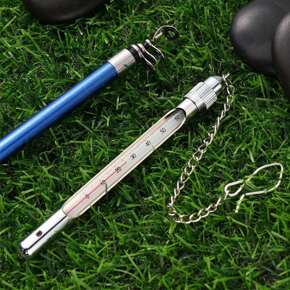 Temperature Fly Fishing Fishing Thermometer with Carabiner Stainless Steel