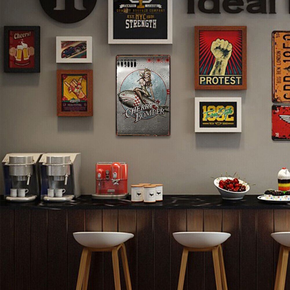 Cherry Bomber Metal Sign Plaque Wall Posters Home Art Painting Decorations