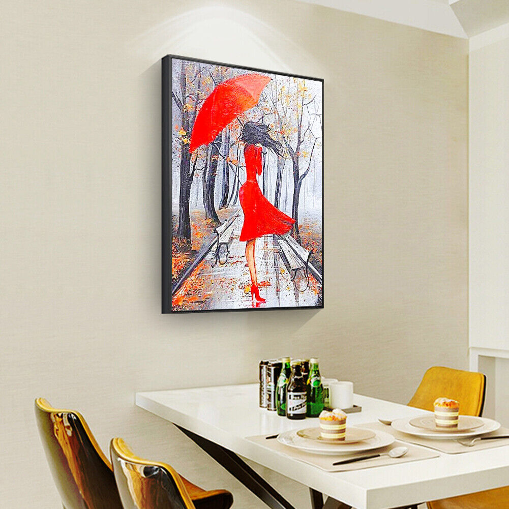 DIY Full Round Drill Kit Poster 5D Woman with Umbrella Diamond Painting