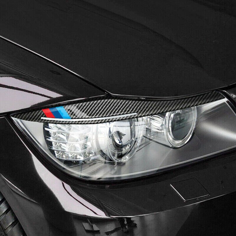 Carbon Fiber Headlight Eyelid Eyebrow Cover Trim Fit for BMW 3 Series E90 E91