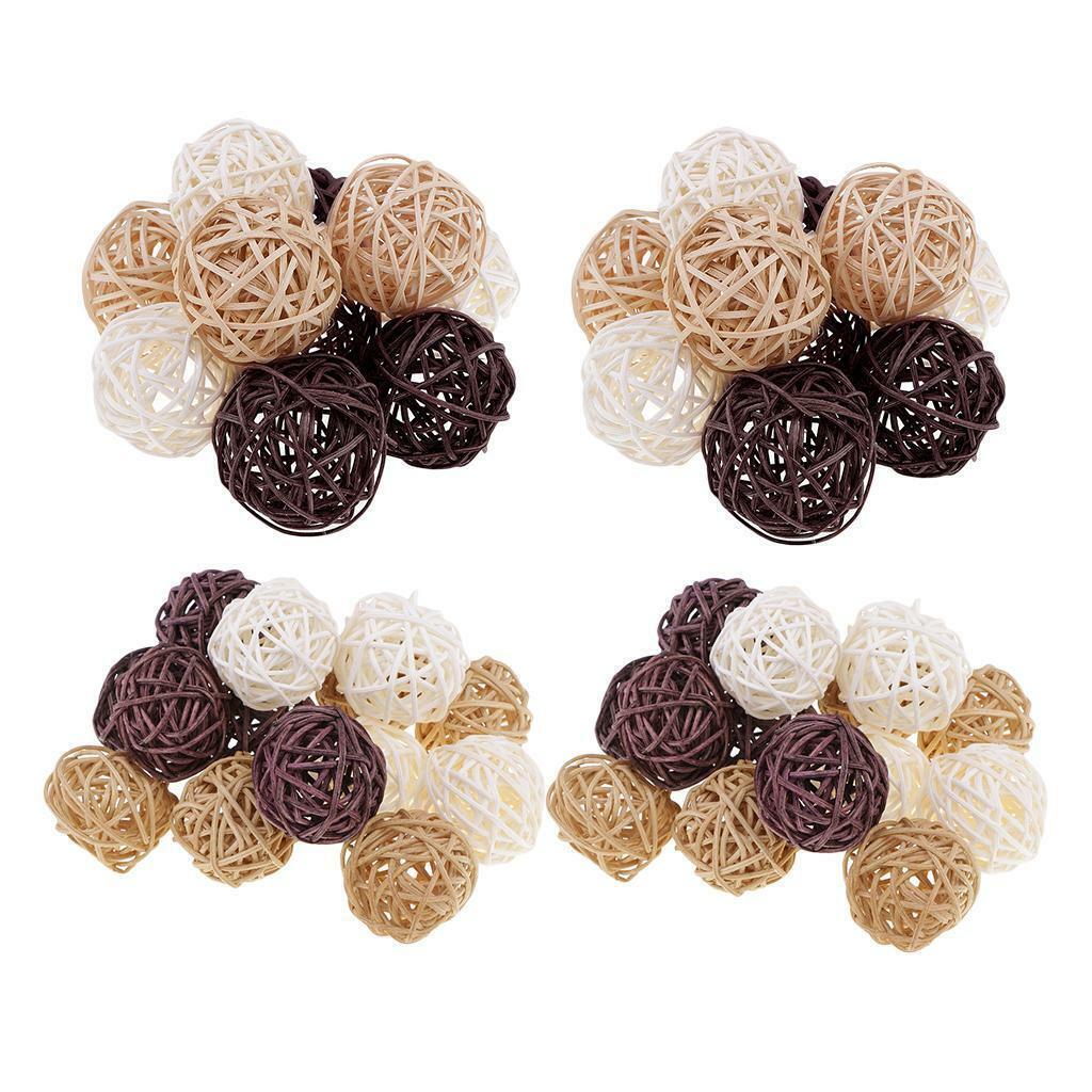 50x Wicker Rattan Balls Ornaments Bowl Ornaments  Fillers Supplies
