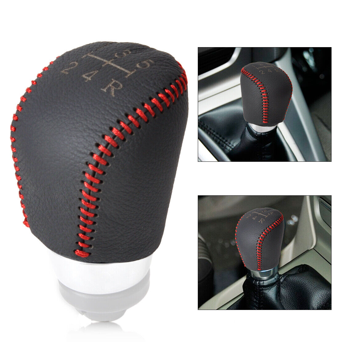 Newest 5-Speed Black Leather Gear Shift Knob Cover Fit Ford Focus MK 2004-15 Li