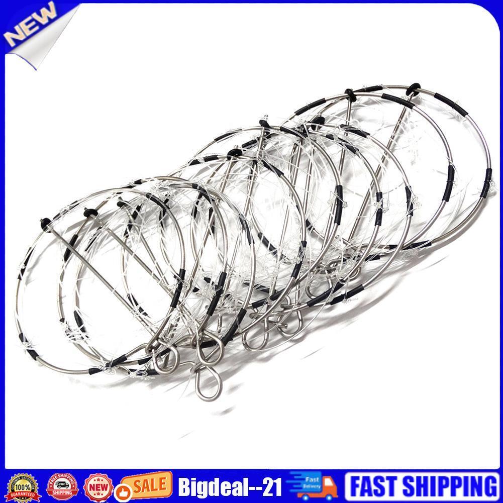 10pcs 6-Ring Portable Fishing Shrimp Crab Cast Trap Catch Crabs Tool Set