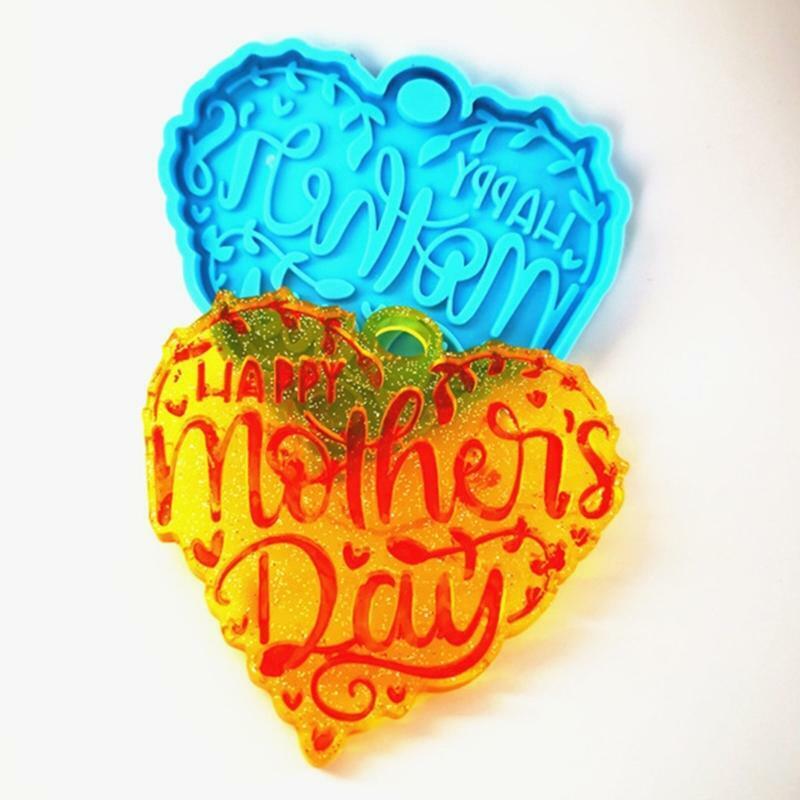 Mother's Day Love Heart Letters Keychain UV Crystal Epoxy Mold DIY Crafts Mould