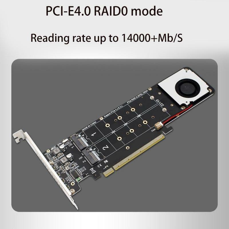 14000Mb/s NVME Adapter M.2 NVME M Key to PCIE 4.0 X16 Expansion Riser Card RAID