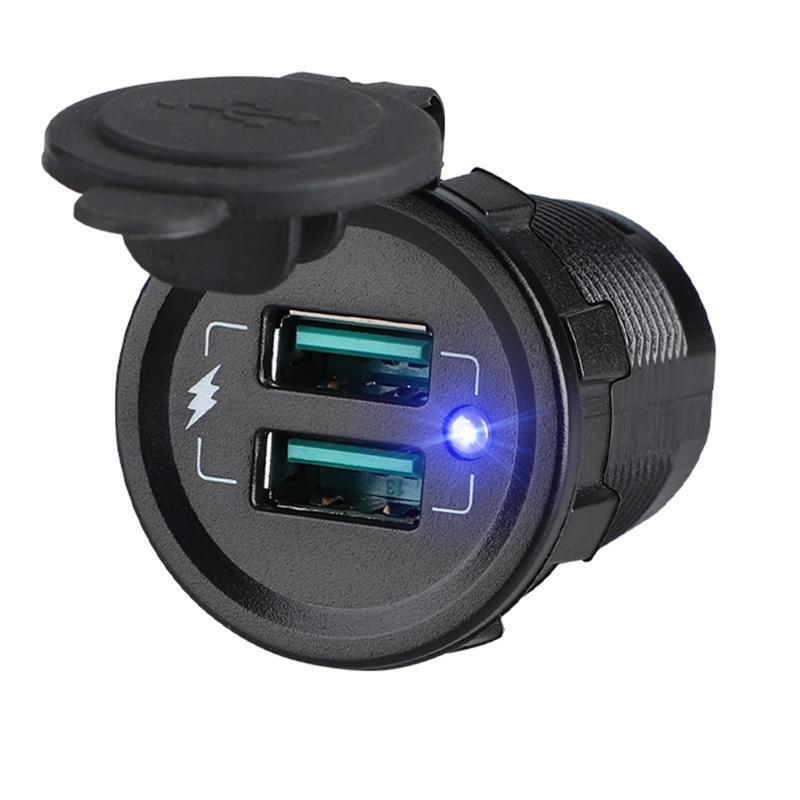 12V-24V 22.5W QC 3.0 Dual USB Charger Fast Charging Port Phone Charging Socket
