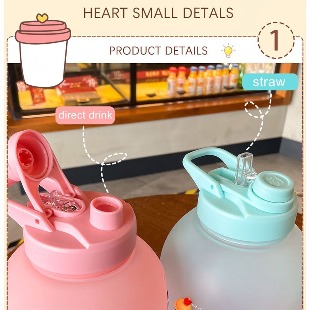 2200ml Outdoor Straw Water Jug Large Capacity Water Bottles Drinking Cup