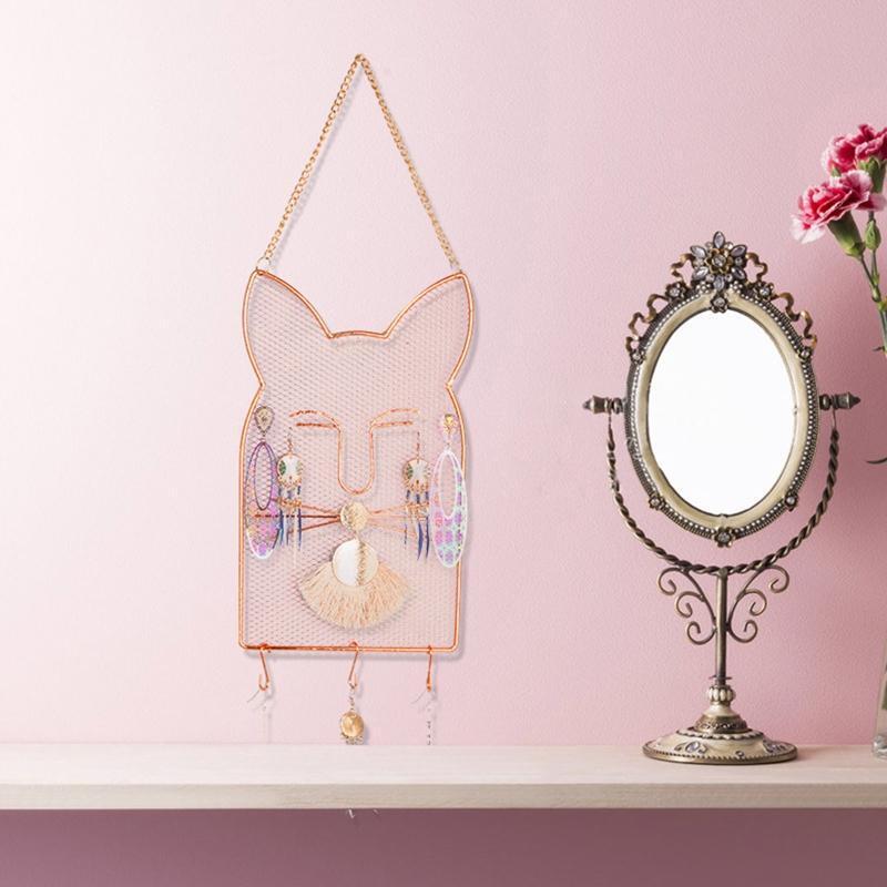 Metal Cat Ear Wall Hanging Jewelry Rack Display Holder Bracket for Ring Necklace