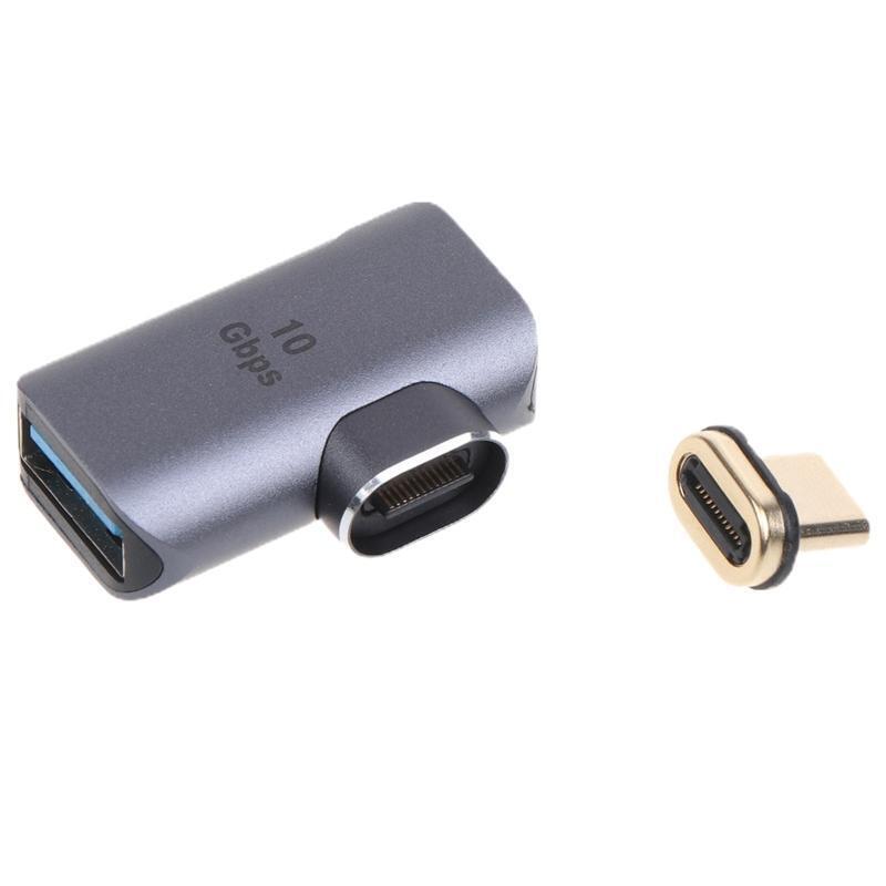 Magnetic Mini Metal Adapter 90 Degree USB C Male to USB 3.0 Female OTG Adapter