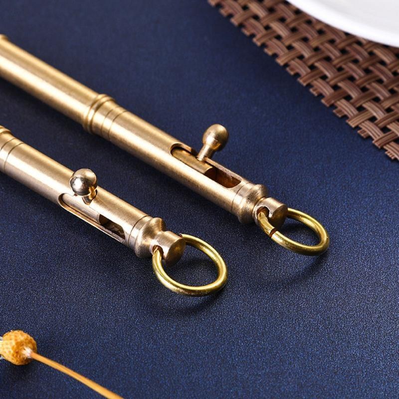 10cm Strong Gun-shaped Brass Pen Gun Bolt Style with Hanging Ring for Pocket