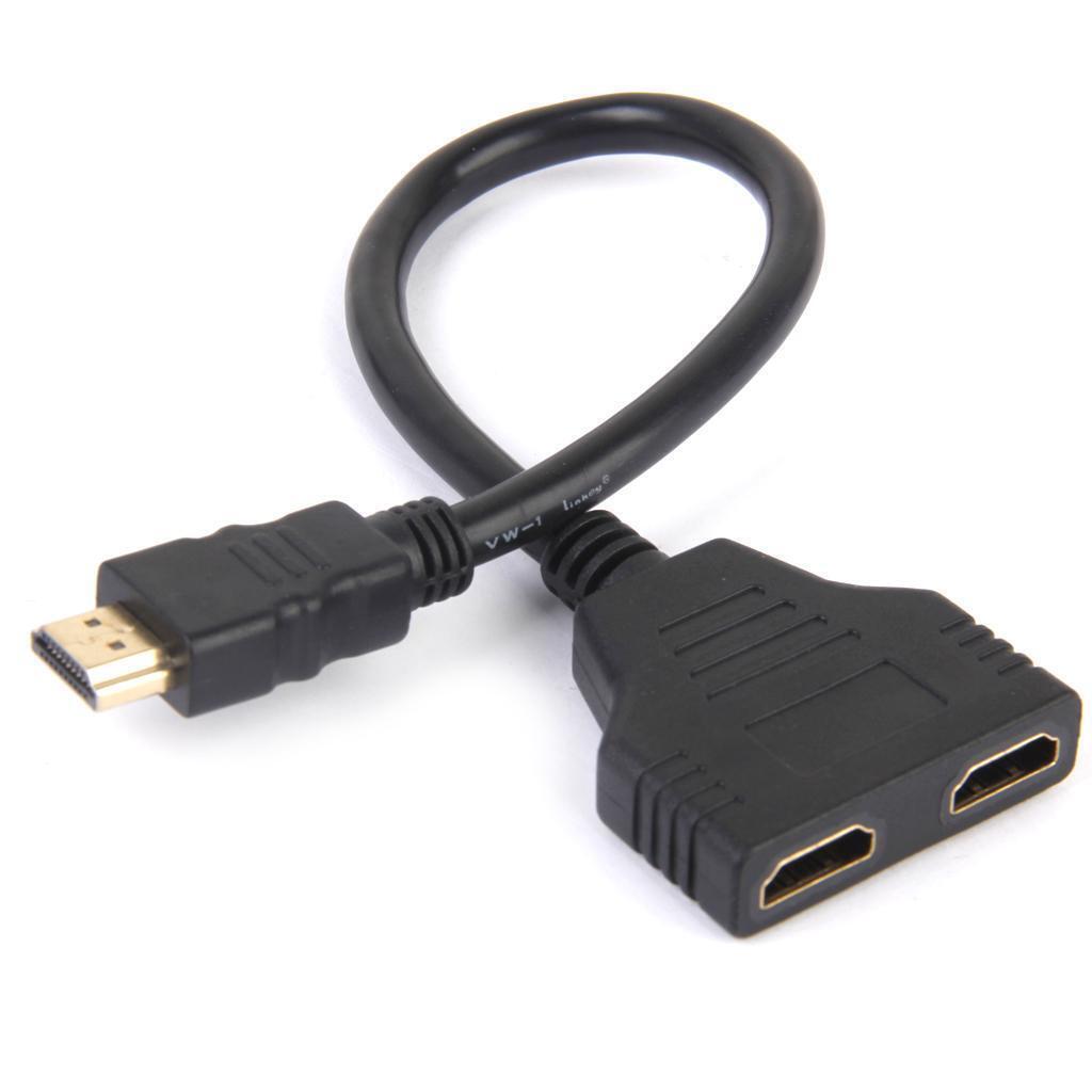 HDMI Male to 2 Female Adapter Cable Converter for HDTV LCD Monitor