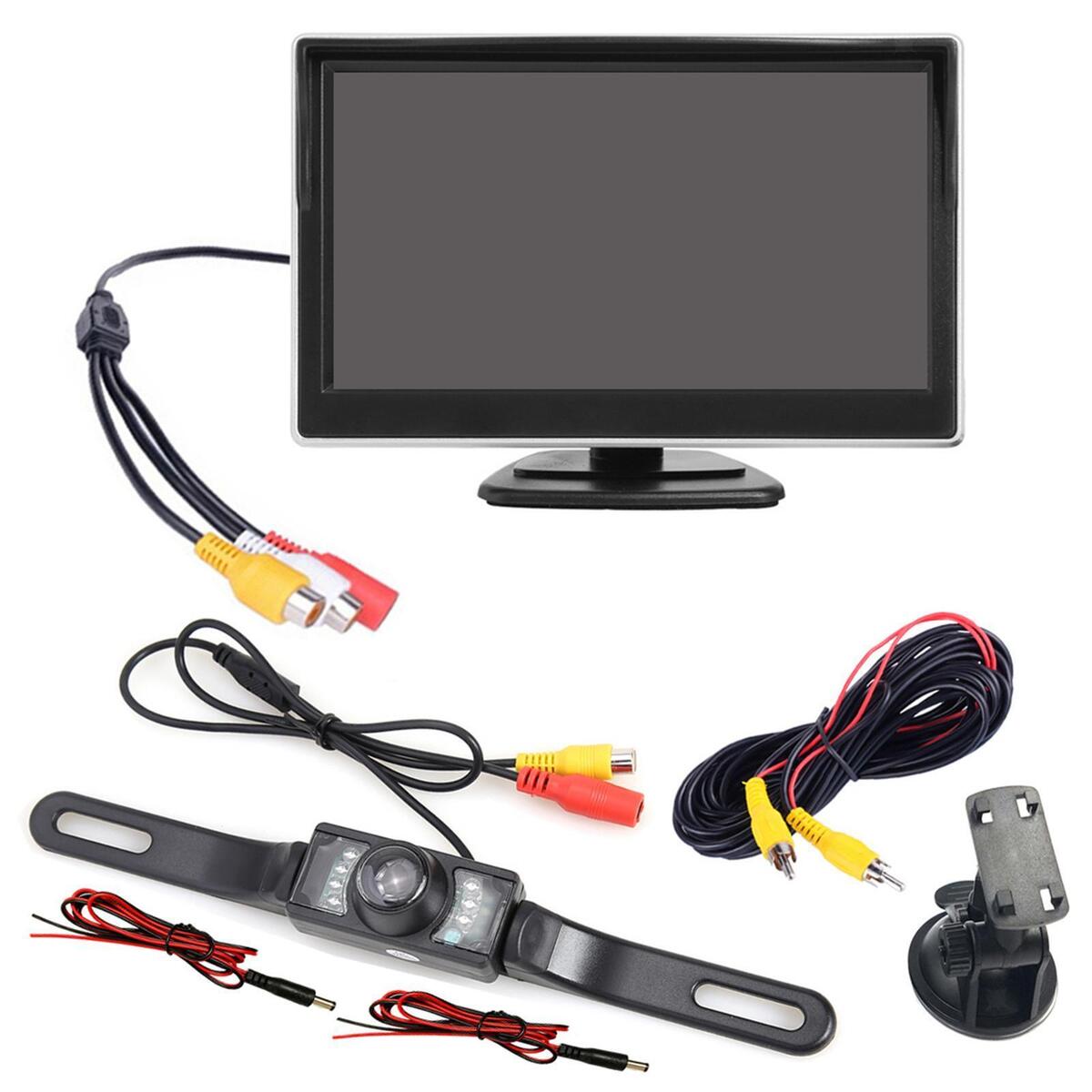 Automotive Car Backup Cameras 5 inch Monitor License Plate Camera Premium