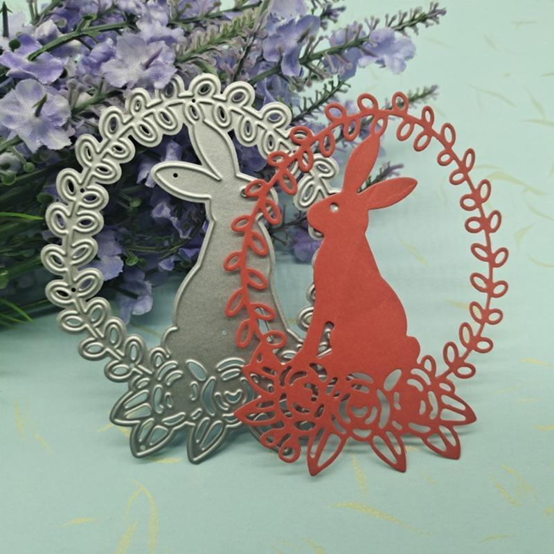 Easter Bunny Wreath Metal Cutting Dies Stencil DIY Scrapbooking Album Paper Card