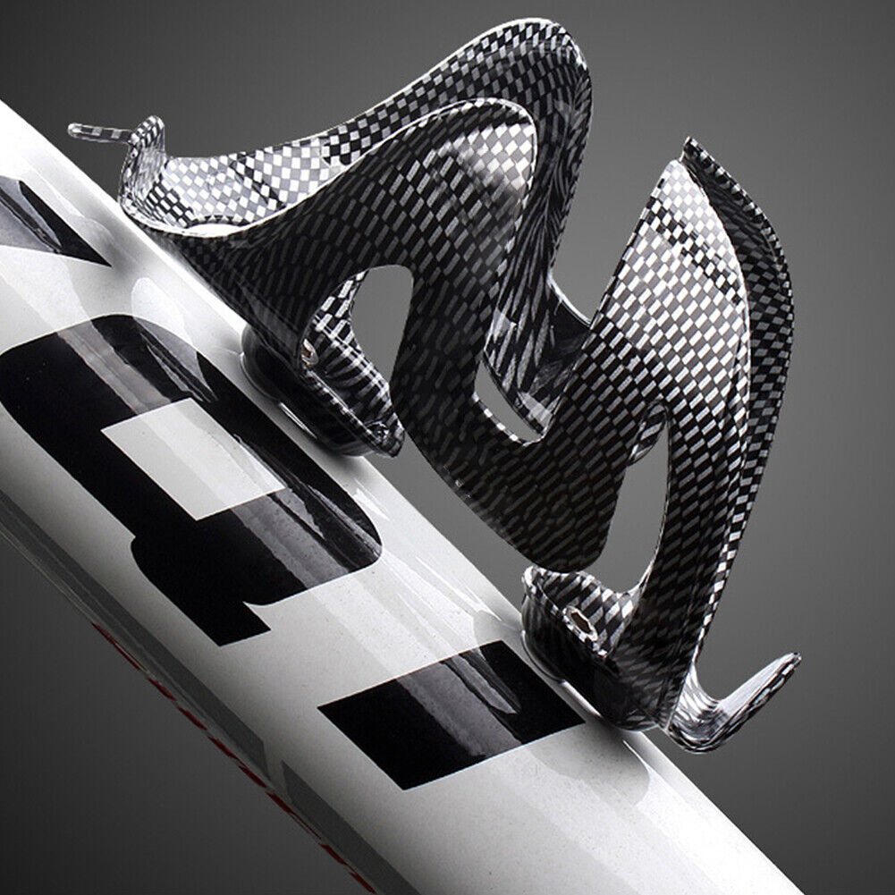 Bike Water Bottle Cage Carbon Fiber Texture Water Bottle Holder + 2 Screws