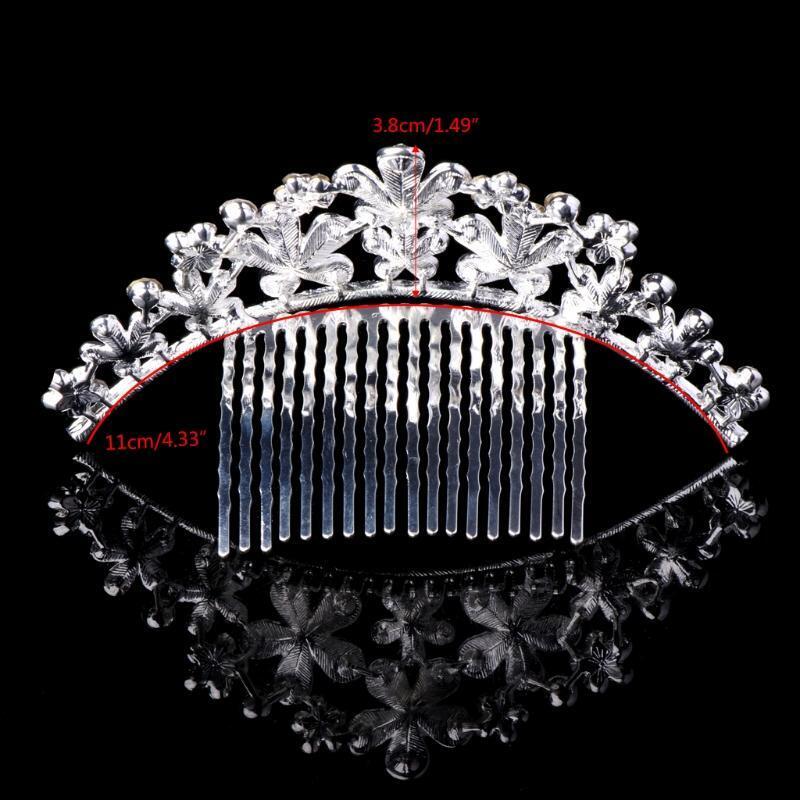 Rhinestone Bridal Tiara Crown With Comb Pin For Wedding Engagement Prom Party